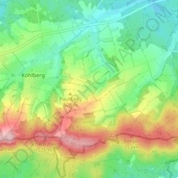 Artesgrün topographic map, elevation, terrain