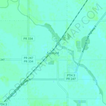 Sanford topographic map, elevation, terrain