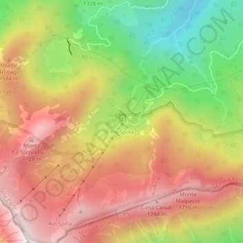 Prato Spilla topographic map, elevation, terrain