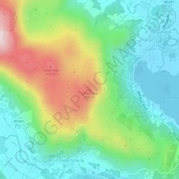 Silver How topographic map, elevation, terrain