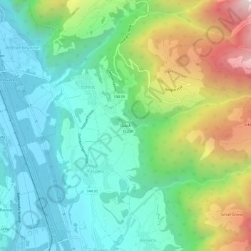 Dusch topographic map, elevation, terrain