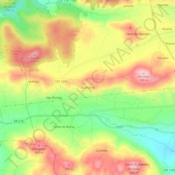 Soalheira topographic map, elevation, terrain