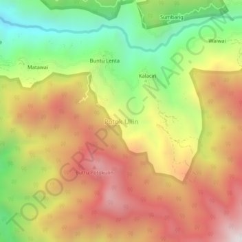 Potok Ullin topographic map, elevation, terrain