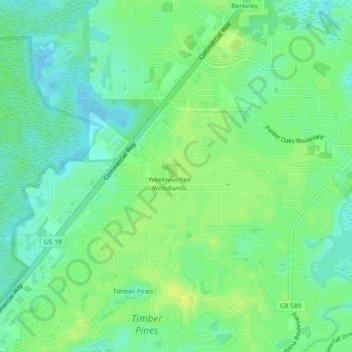 Weeki Wachee Acres topographic map, elevation, terrain