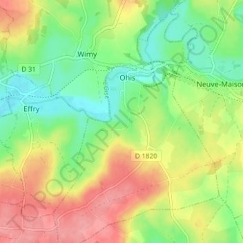 Eclosieaux topographic map, elevation, terrain