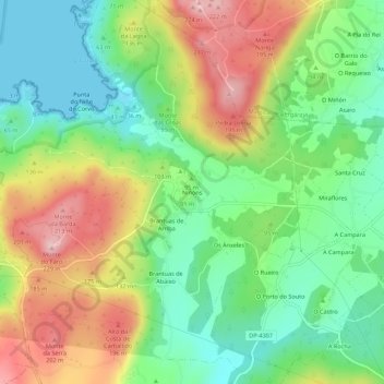 Niñóns topographic map, elevation, terrain