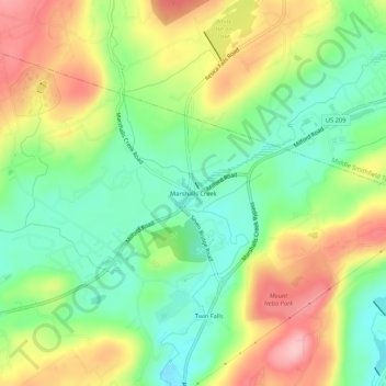 Marshalls Creek topographic map, elevation, terrain
