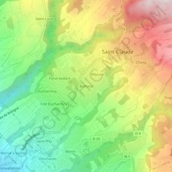 Belfond topographic map, elevation, terrain