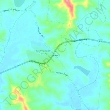 Winya topographic map, elevation, terrain