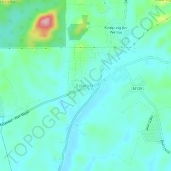 Selandar topographic map, elevation, terrain