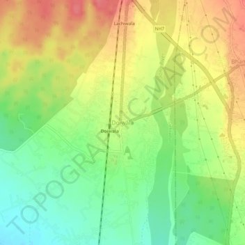 Doiwāla topographic map, elevation, terrain