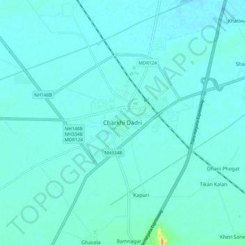 Charkhi Dadri topographic map, elevation, terrain