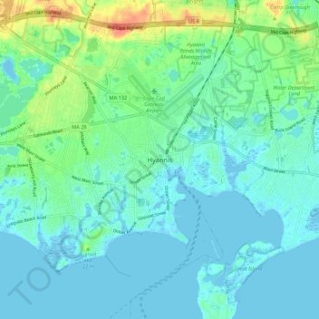 Hyannis topographic map, elevation, terrain