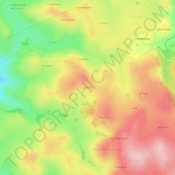 Le Born topographic map, elevation, terrain
