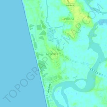 Cavelossim topographic map, elevation, terrain