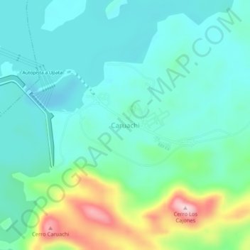 Caruachi topographic map, elevation, terrain