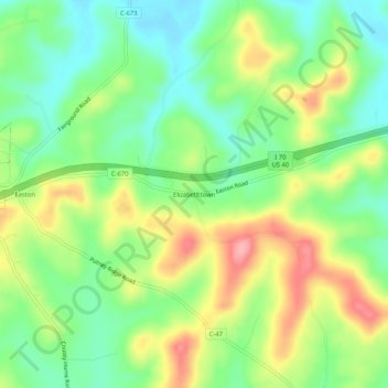 Elizabethtown topographic map, elevation, terrain