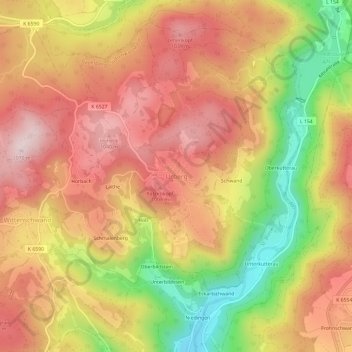 Urberg topographic map, elevation, terrain