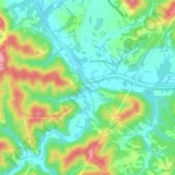 Slate topographic map, elevation, terrain