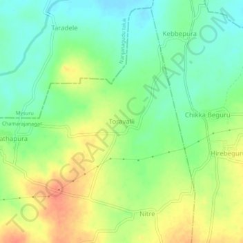 Toravalli topographic map, elevation, terrain