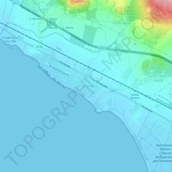 Santa Severa topographic map, elevation, terrain