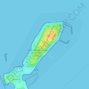 L'Île Longue topographic map, elevation, terrain