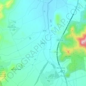 Camisa topographic map, elevation, terrain