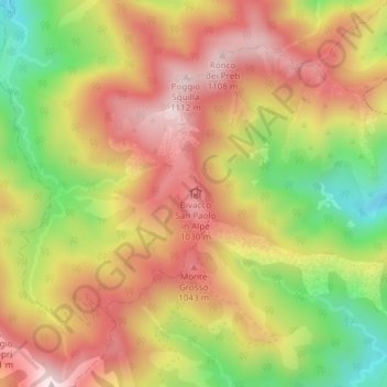 San Paolo in Alpe topographic map, elevation, terrain