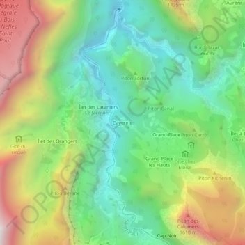 Cayenne topographic map, elevation, terrain