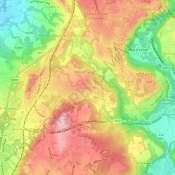 Schianno topographic map, elevation, terrain