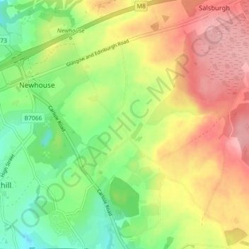Hareshaw topographic map, elevation, terrain