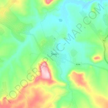 Tsolo topographic map, elevation, terrain