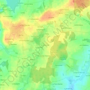 La Chevrolais topographic map, elevation, terrain