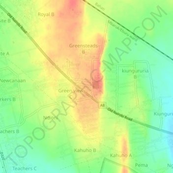 Greensteads topographic map, elevation, terrain