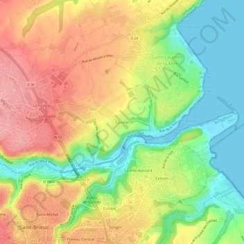 Couvran topographic map, elevation, terrain