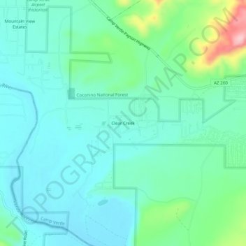 Clear Creek topographic map, elevation, terrain
