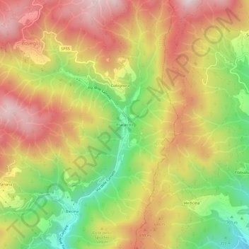 Pracando topographic map, elevation, terrain