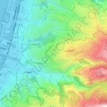 Rabieh topographic map, elevation, terrain