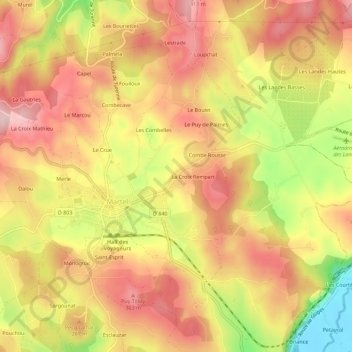 Lasserre topographic map, elevation, terrain
