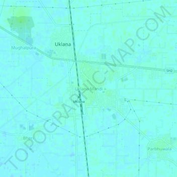 Uklana Mandi topographic map, elevation, terrain