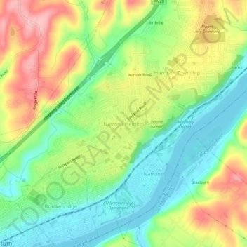 Natrona Heights topographic map, elevation, terrain