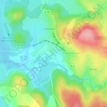 La Moutade topographic map, elevation, terrain