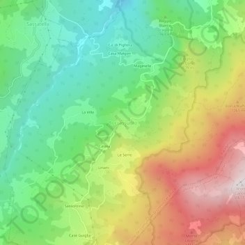 Boccassuolo topographic map, elevation, terrain