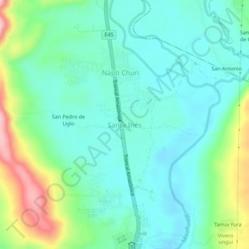 Santa Inés topographic map, elevation, terrain