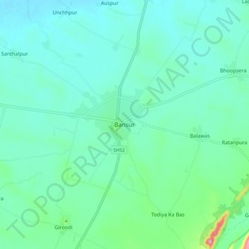 Bansur topographic map, elevation, terrain