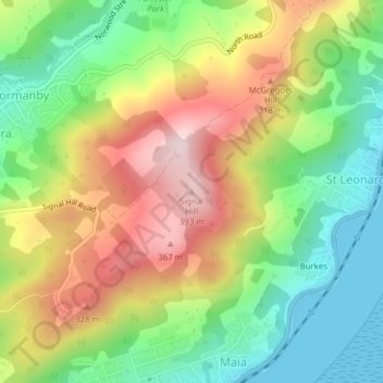Signal Hill topographic map, elevation, terrain