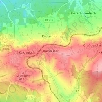 Käswasser topographic map, elevation, terrain