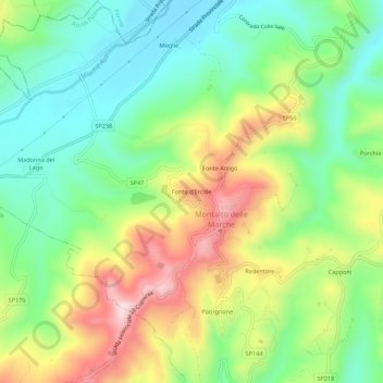 Fonte d'Ercole topographic map, elevation, terrain