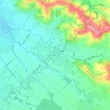 Montardon topographic map, elevation, terrain