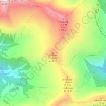 Million - Col Million topographic map, elevation, terrain